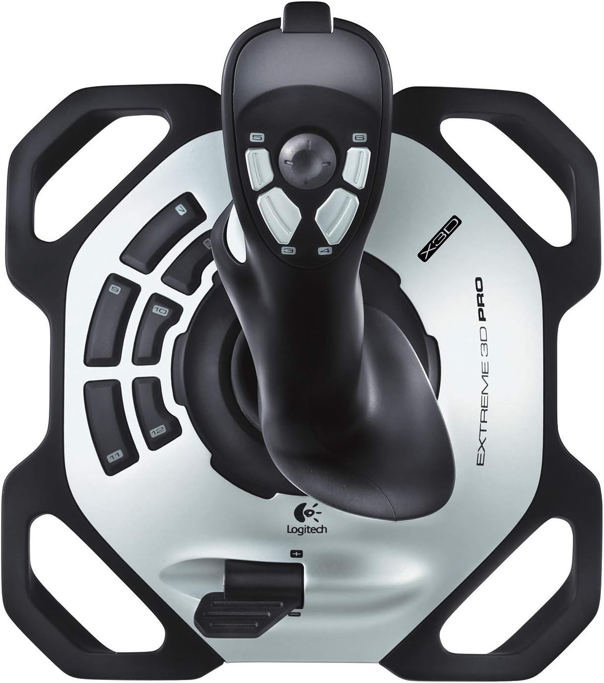 Logitech G Extreme 3D PRO Joystick, 12 Programmable Buttons, 8-way Hat Switch, Stable, Weighted Base, Rapid-fire Trigger, USB, PC - Black/Silver,Pack of 1