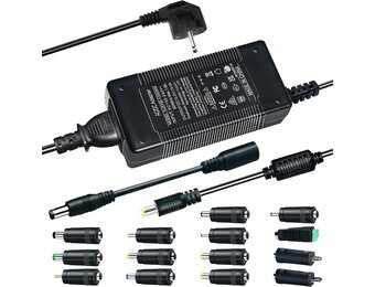 12V 5A voedingsadapter, AC naar DC 3V~12V 5A voedingsadapter 60W voedingsadapter oplader voor LED-lichtlijsten, LCD-monitoren, TV's TV's - Eurostekker 5,5 * 2,5/2,1mm met 14 DC-stekkeradapters