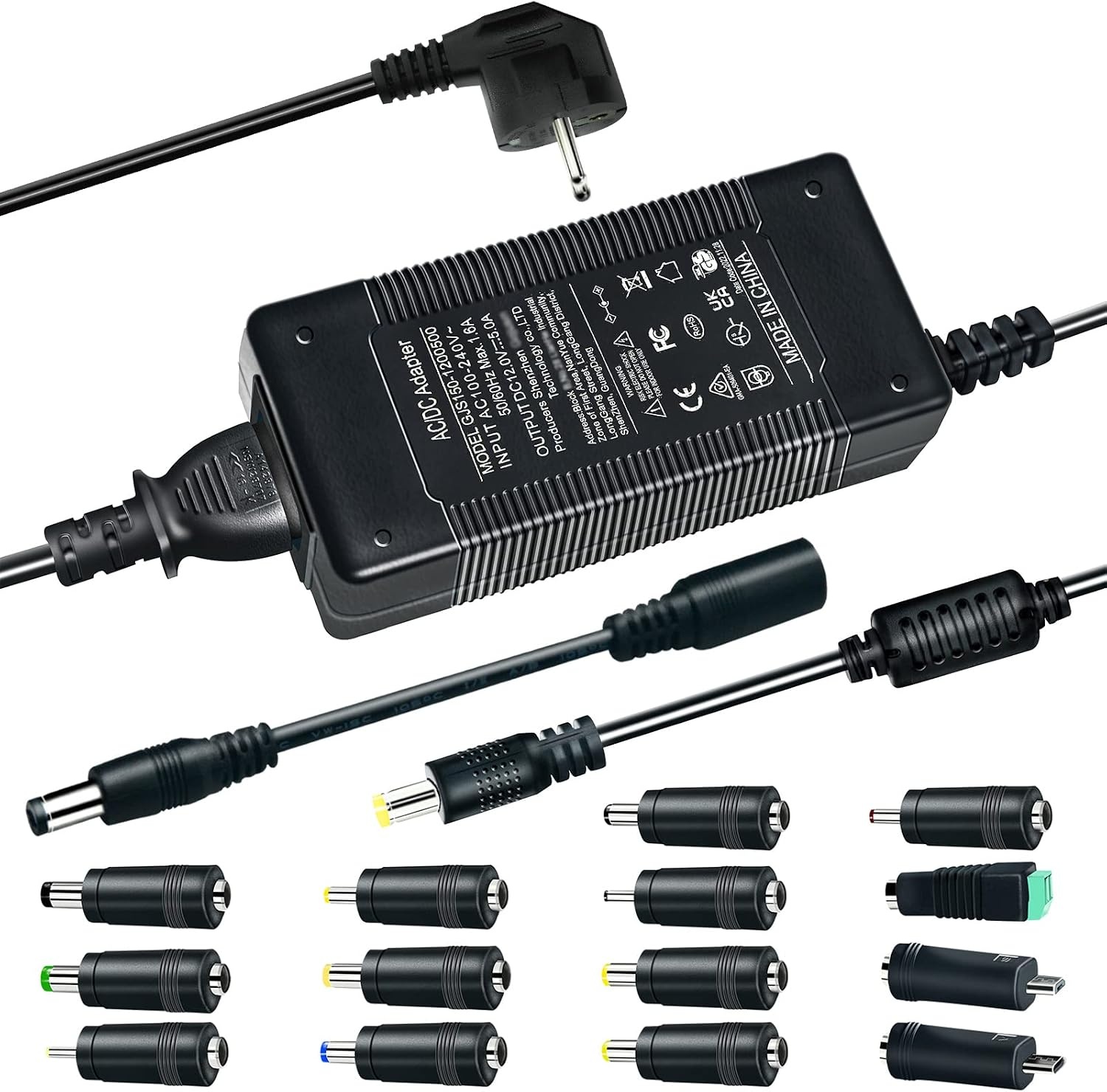 Regelbare Voeding 60W | 3-12V DC | 5A | EU-stekker | Diverse Adapters