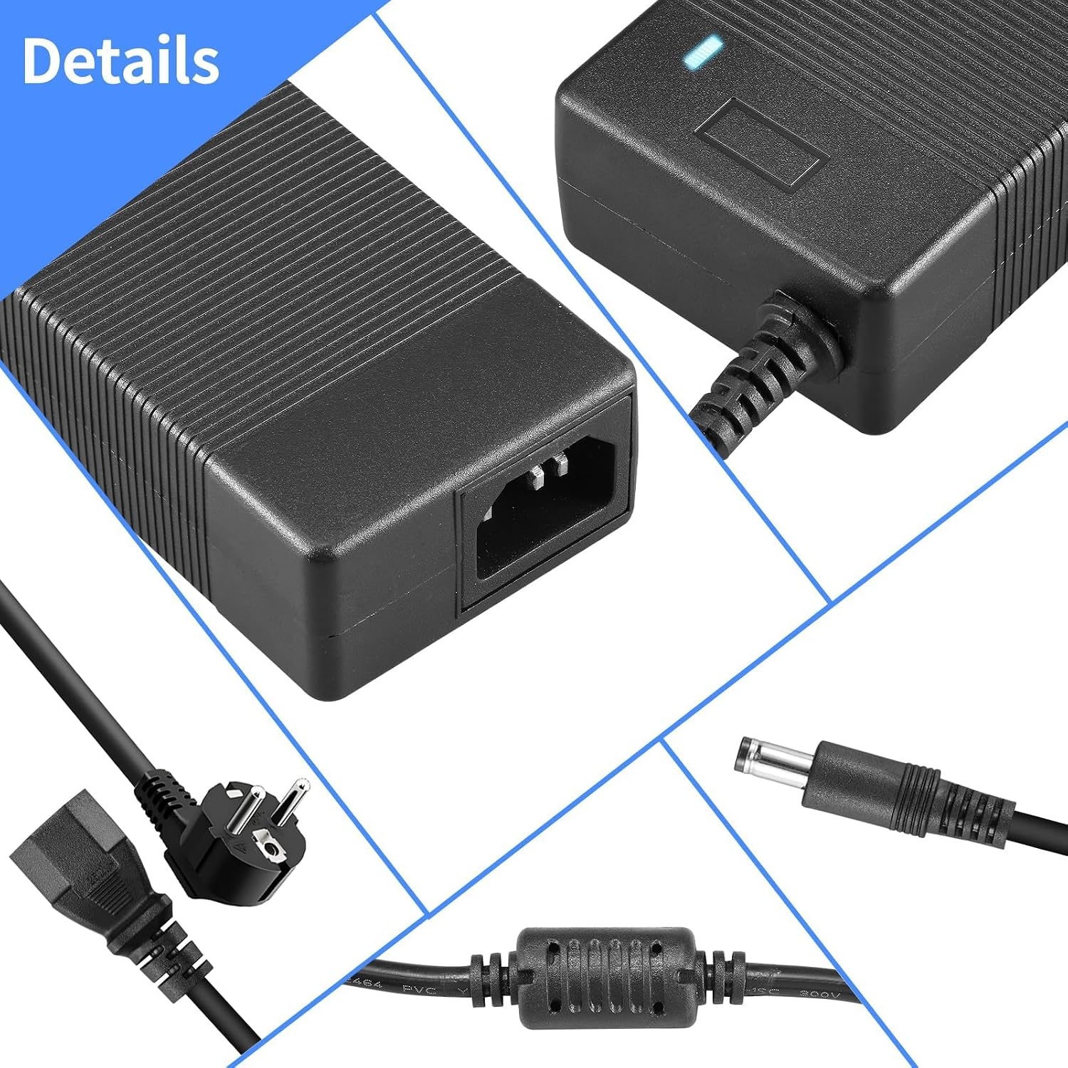 Regelbare Voeding 60W | 3-12V DC | 5A | EU-stekker | Diverse Adapters