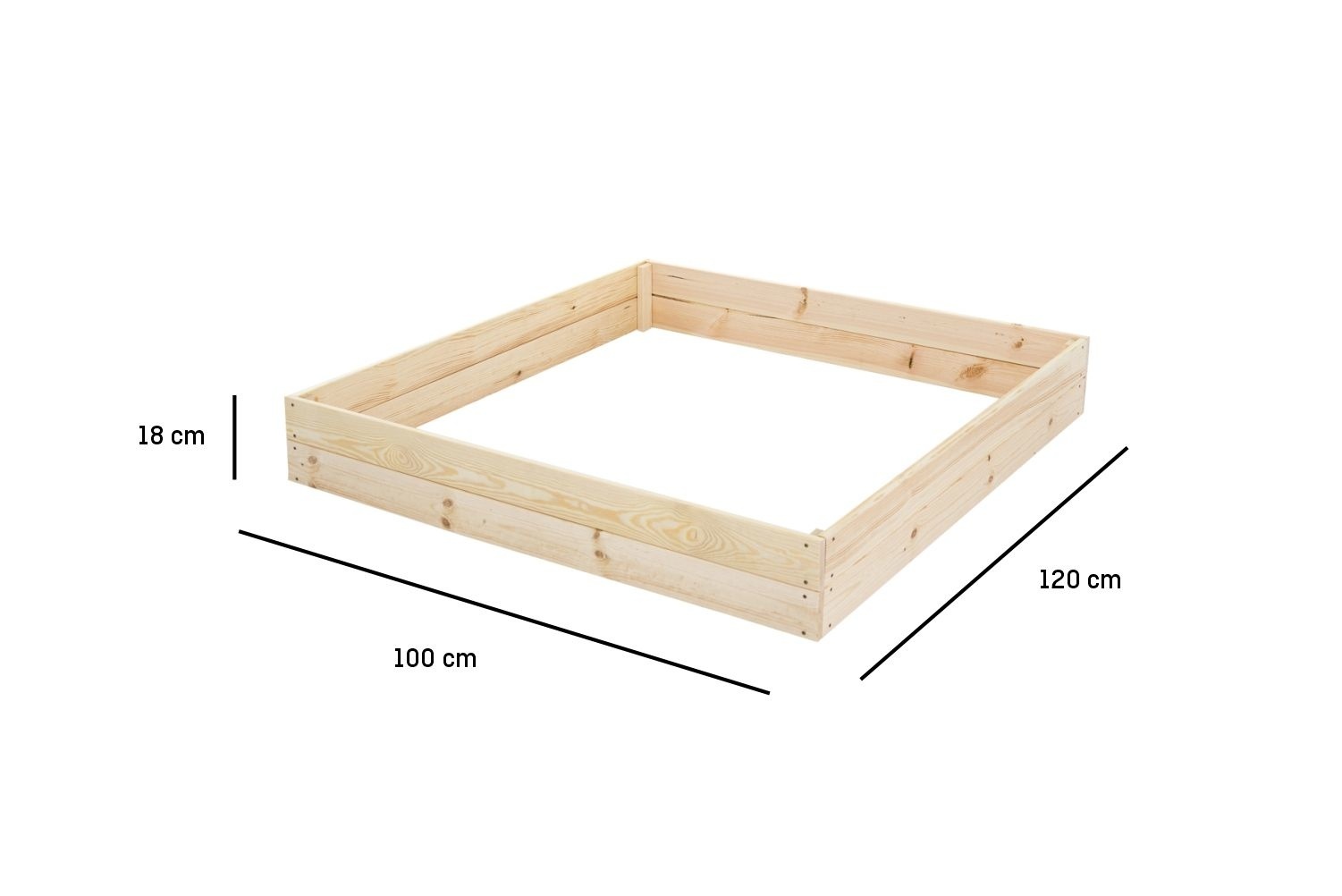 Moestuinbak - kweekbak - 120x100x18 cm - hout - met gronddoek