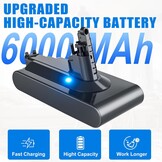 V11 Reservebatterij voor Dyson V11 accu 6000mAh Li-Ion batterij voor Dyson compatibel met (schroeftype) Animal Absolute Advance Torque SV14 (niet geschikt voor knopinstallatie type)