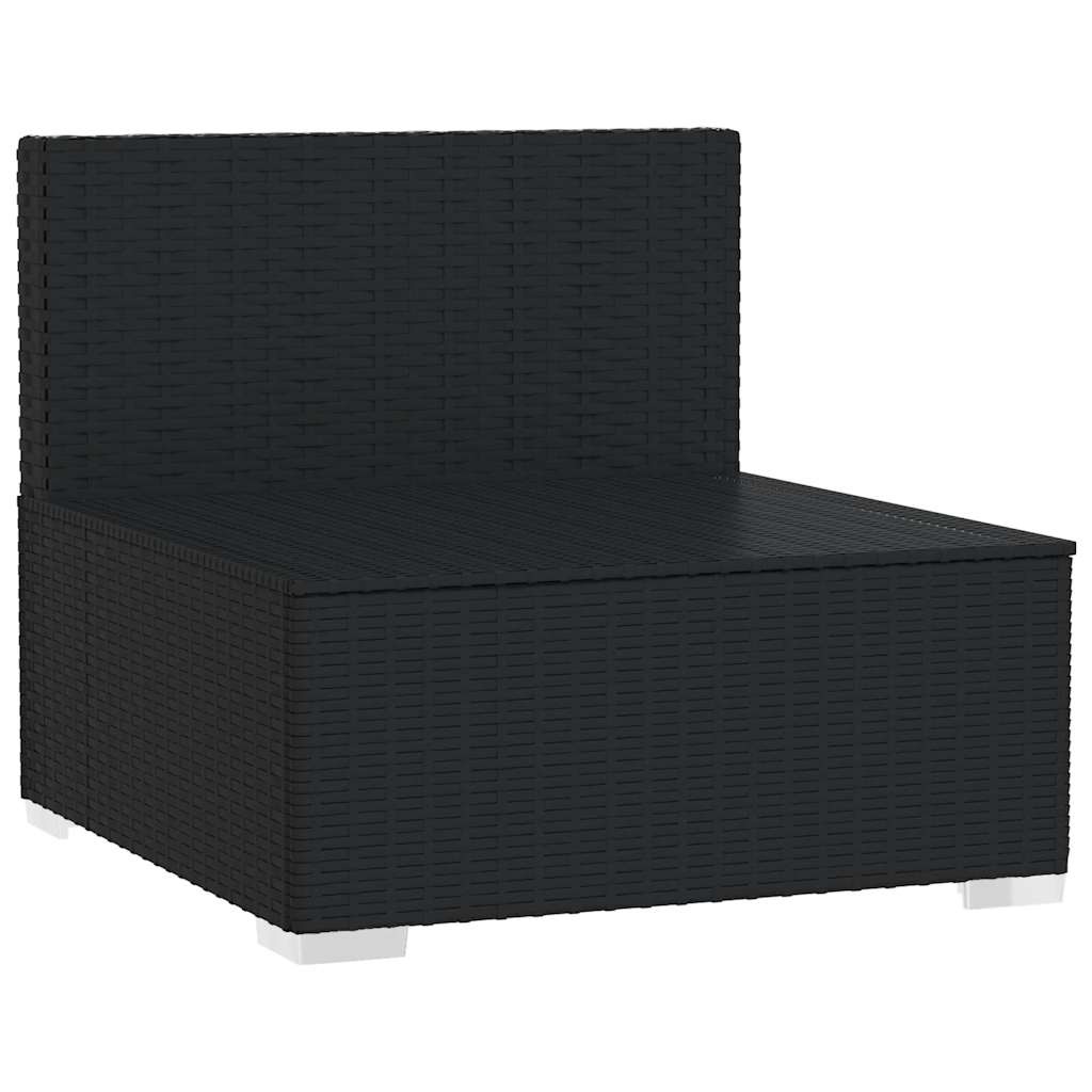 Tuinmiddenbank met Kussens - Poly Rattan Zwart - 60% Korting
