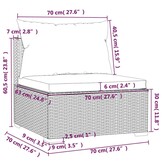 Tuinmiddenbank met Kussens - Poly Rattan Zwart - 60% Korting
