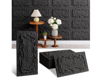 3D Wandpanelen met Steenlook - Zwart - 45 x 25 cm - 10 stuks