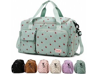 Stijlvolle Corduroy Sporttas en Reistas met Schoenvak - Groen - 48 x 27 x 24 cm