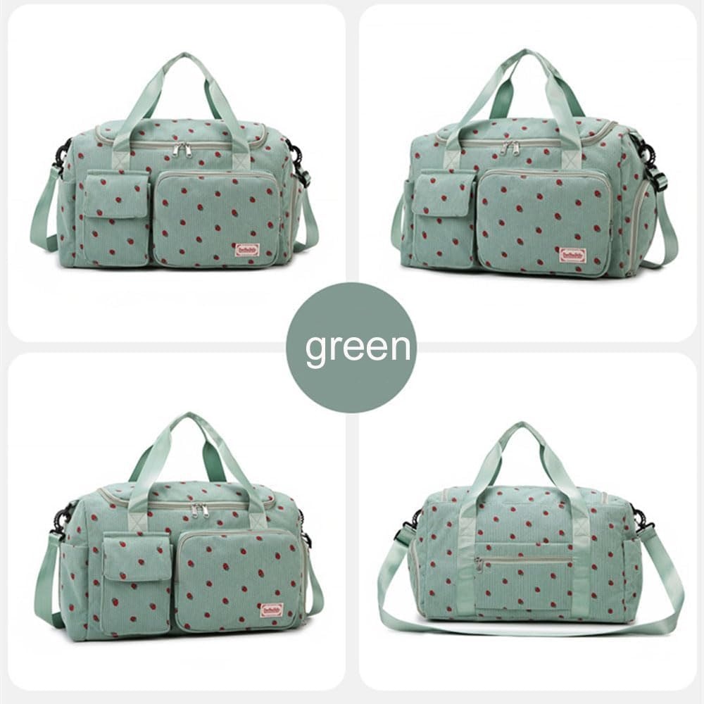 Stijlvolle Corduroy Sporttas en Reistas met Schoenvak - Groen - 48 x 27 x 24 cm