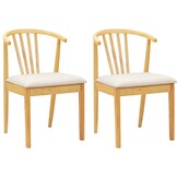 vidaXL Eetkamerstoel 2 pcs Natuurlijk en Licht Massief Rubberhout