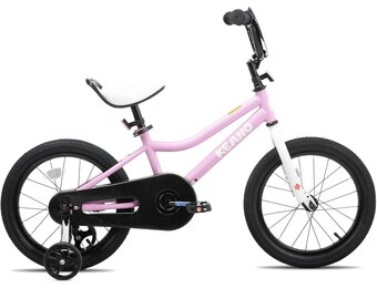 KEANO Lexicon 12 inch kinderfiets voor jongens en meisjes van 2 tot 4 jaar, met steunwielen, roze
