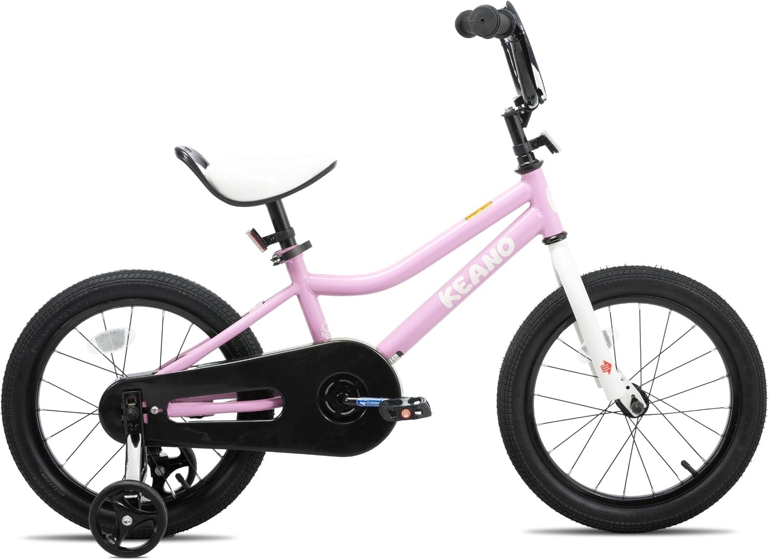 KEANO Lexicon 12 inch kinderfiets voor jongens en meisjes van 2 tot 4 jaar, met steunwielen, roze