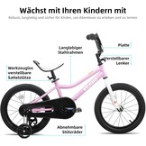 KEANO Lexicon 12 inch kinderfiets voor jongens en meisjes van 2 tot 4 jaar, met steunwielen, roze