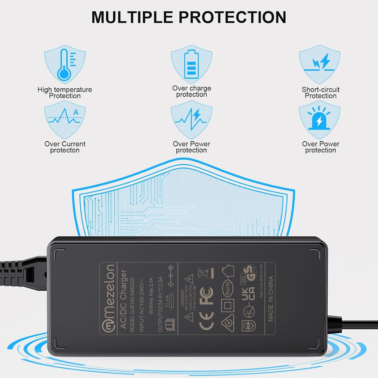 Mezelon 54.6V 2A Snellader voor Xiaomi 4 Pro Max, 4 Pro Plus, 5 Max en Ninebot ZT3 Pro