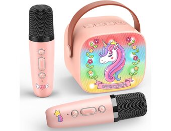 Dislocati Karaoke for Children, 2 Wireless Microphones, Karaoke, Unicorns, Gift for Girls, 3-12 Years, Microphone, Wireless, Bluetooth, Sing, Toy, Girls, 3-12 Years, Microphone