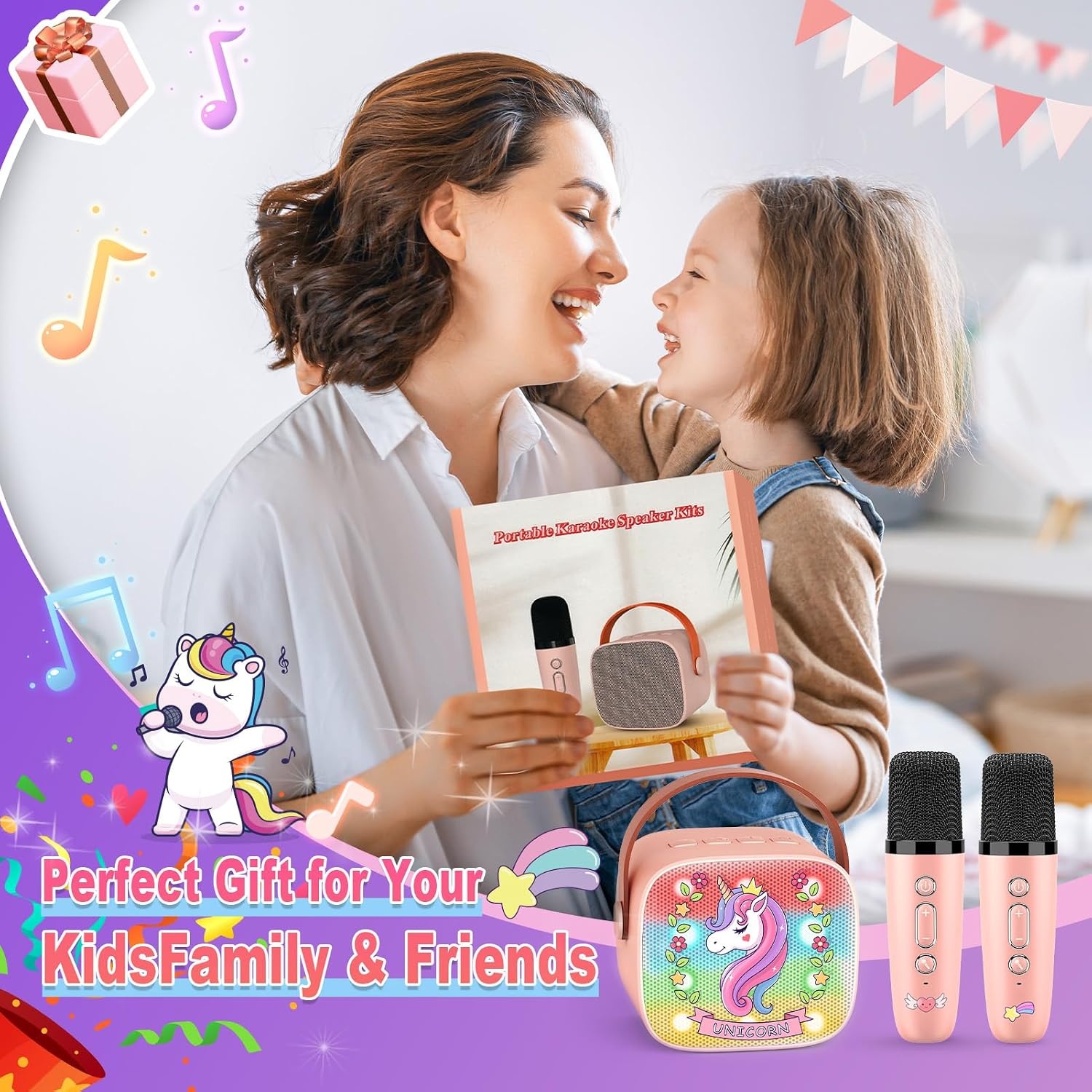 Karaoke Machine Kinderen met 2 Microfoons & Bluetooth - 71% Korting!