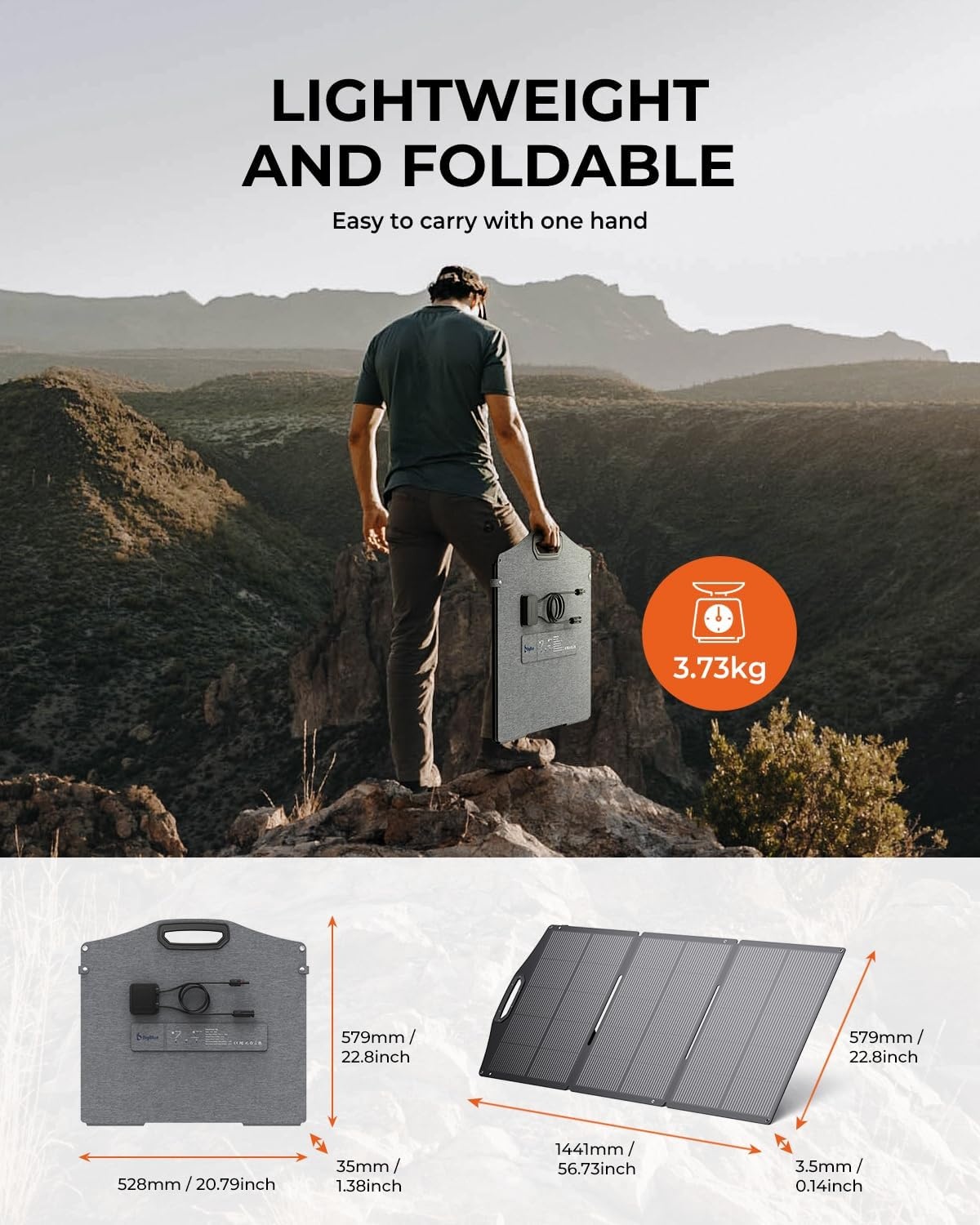 BigBlue 150W Portable Solar Panel ETFE, Foldable Solar Modules N-Type 20.8V/9.23A With Standard, IP68 Waterproof, Portable Solar Charger With 5 Connection Types For Charging Stations, Camping, Motorhomes - Maat 150W