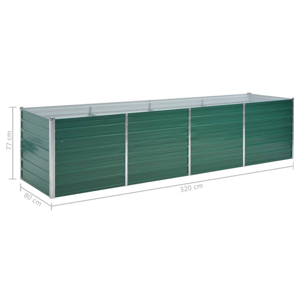 Verhoogde Plantenbak Groen Gegalvaniseerd Staal 320x80x77 cm - 34% Korting!