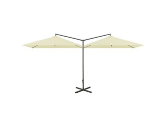 Dubbele Parasol Zandkleurig 600x300cm met Stalen Paal - 35% Korting