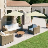 Dubbele Parasol Zandkleurig 600x300cm met Stalen Paal - 35% Korting