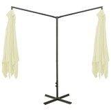 Dubbele Parasol Zandkleurig 600x300cm met Stalen Paal - 35% Korting