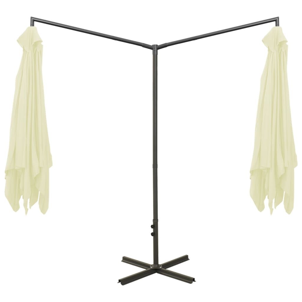 Dubbele Parasol Zandkleurig 600x300cm met Stalen Paal - 35% Korting