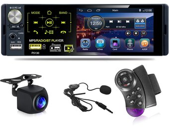 1 DIN Autoradio 4.1 inch met Bluetooth, Touchscreen, FM/AM/RDS en Achteruitrijcamera