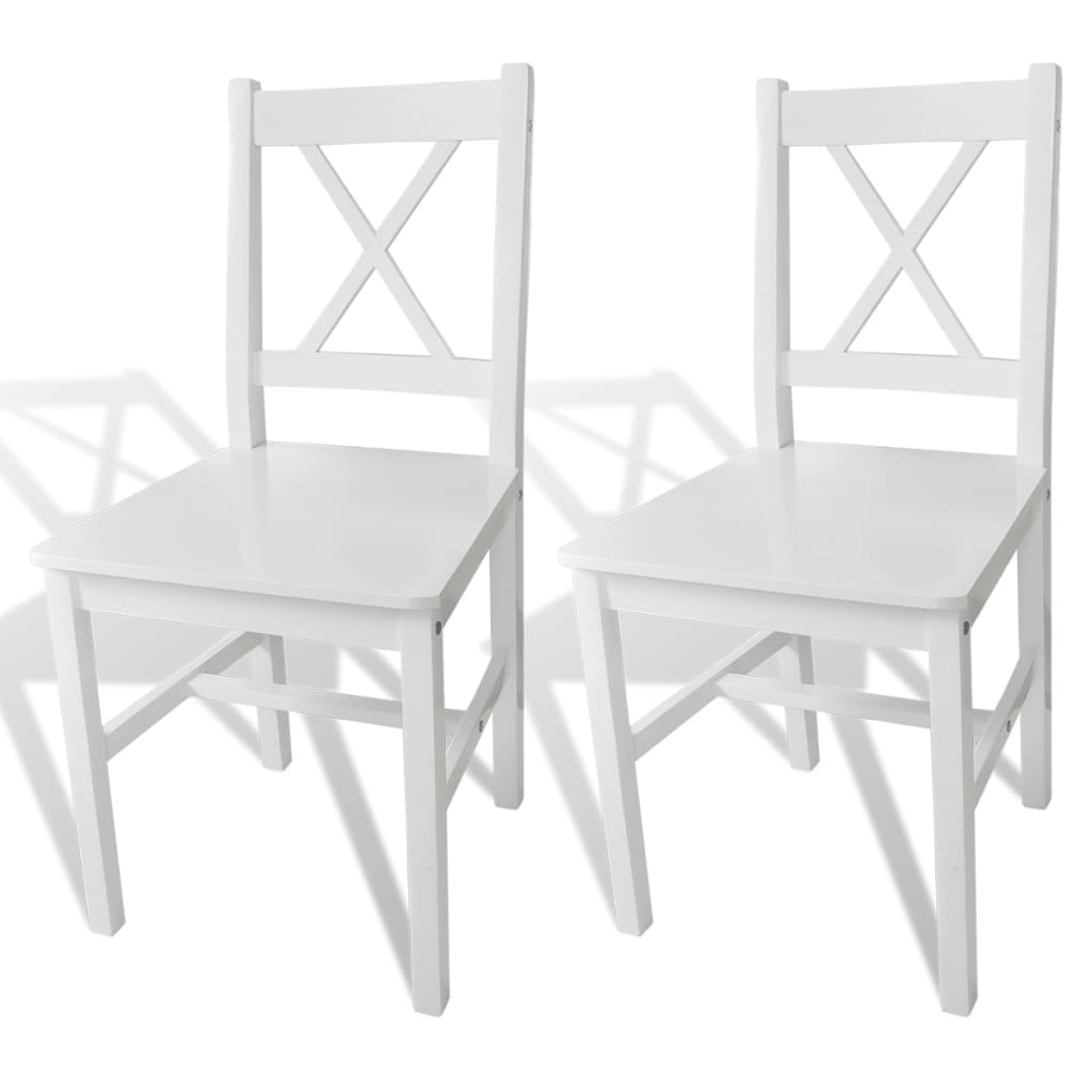 vidaXL Eetkamerstoelen 2 stuks Grenenhout Wit - 34% Korting