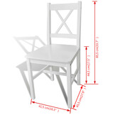 vidaXL Eetkamerstoelen 2 stuks Grenenhout Wit - 34% Korting