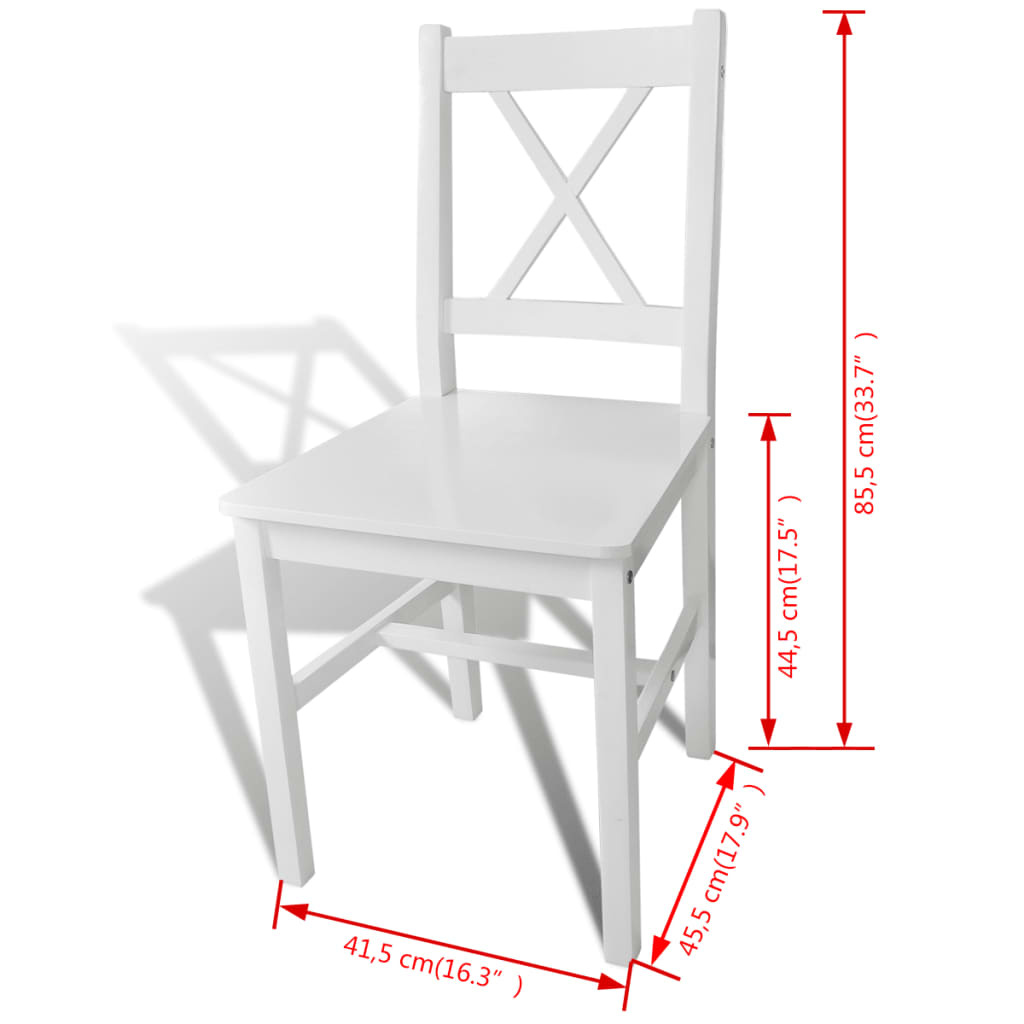vidaXL Eetkamerstoelen 2 stuks Grenenhout Wit - 34% Korting