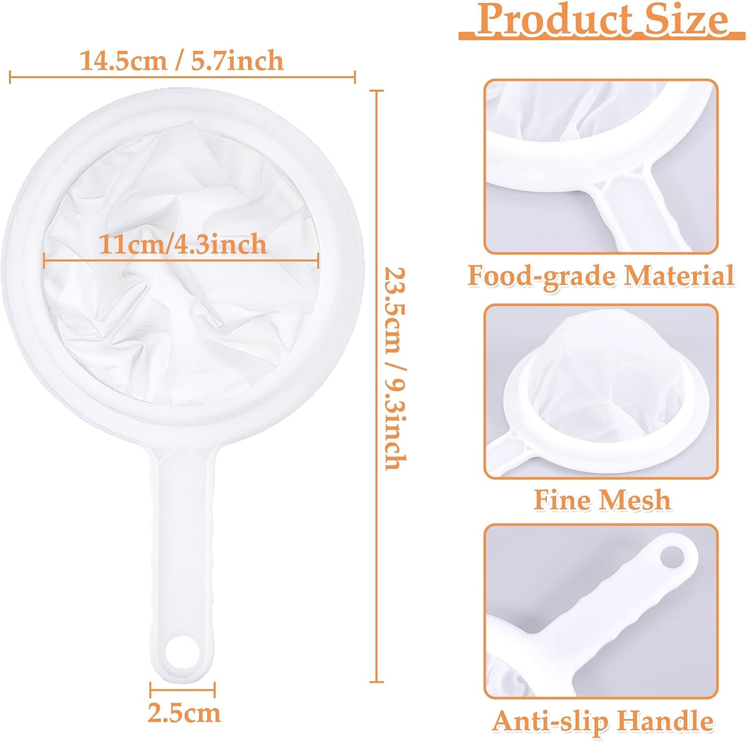 Fijnmazige Keuken Zeef - 100ma, Wit (23,5x14,5cm) - 39% Korting