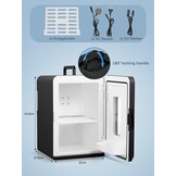 FOHERE Kleine mini-koelkast, 15 l/21 blikjes, draagbare koelkast AC + DC 12 V, stille modus, koelende en verwarmende functie, cosmeticakoeler, zwart