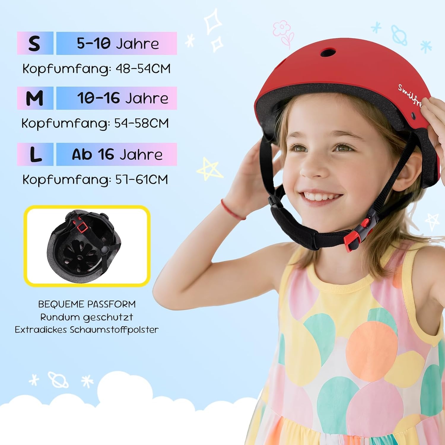 Rode Kinder Skaterhelm/Fietshelm Maat S (48-54cm) | EN1078 Gecertificeerd | 56% Korting