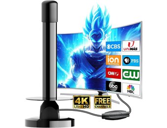 TV Antenne Binnen DVB-T2 | 4K HD Ontvangst | 360° Versterker | Magnetische Basis | 5m Kabel | 32% Korting