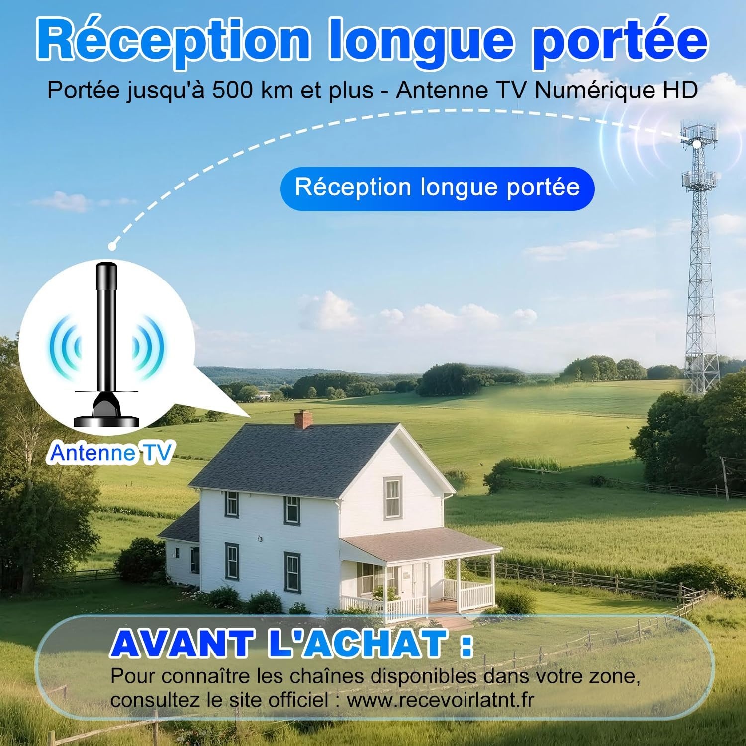 TV Antenne Binnen DVB-T2 | 4K HD Ontvangst | 360° Versterker | Magnetische Basis | 5m Kabel | 32% Korting