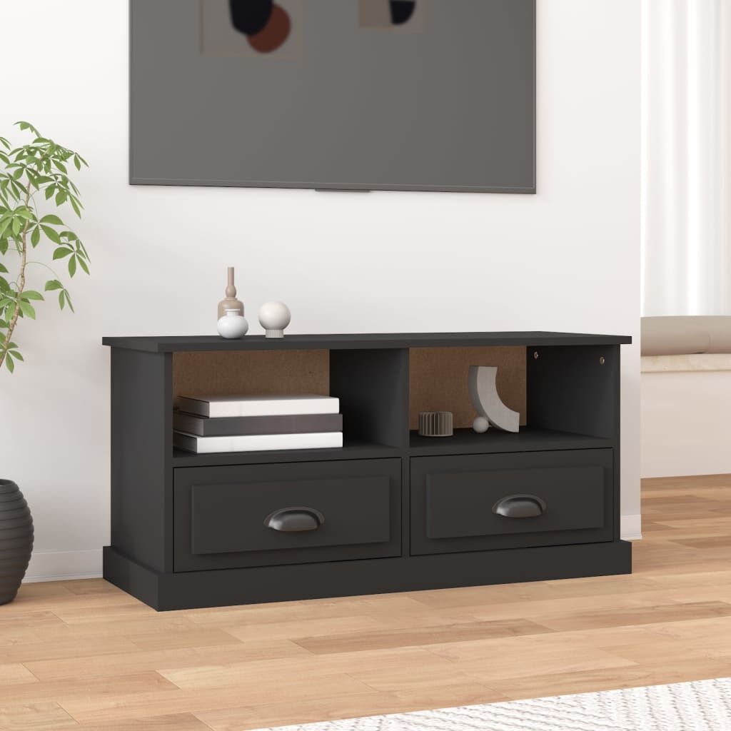 Tv-meubel bewerkt hout zwart 93x35,5x45 cm met 53% korting