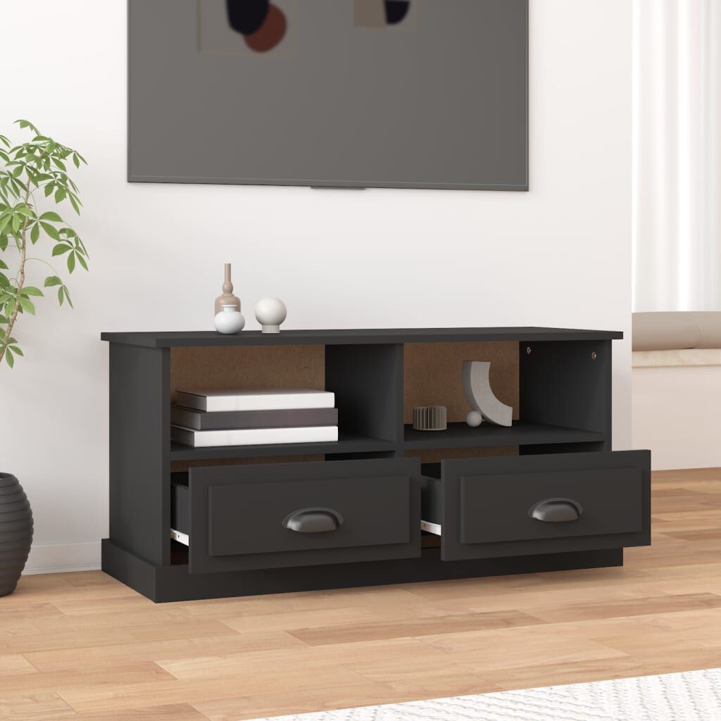 Tv-meubel bewerkt hout zwart 93x35,5x45 cm met 53% korting