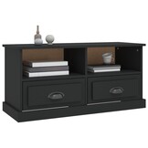 Tv-meubel bewerkt hout zwart 93x35,5x45 cm met 53% korting
