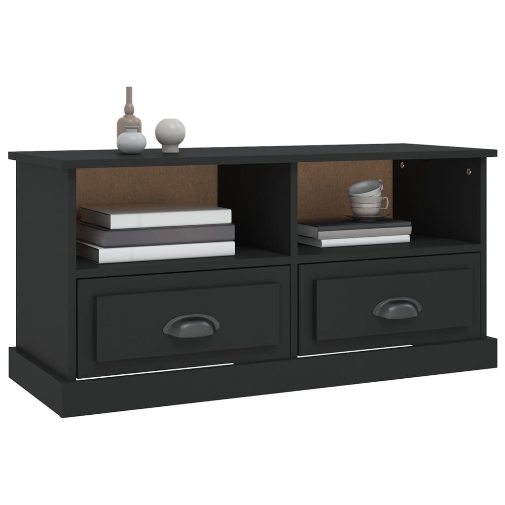 Tv-meubel bewerkt hout zwart 93x35,5x45 cm met 53% korting