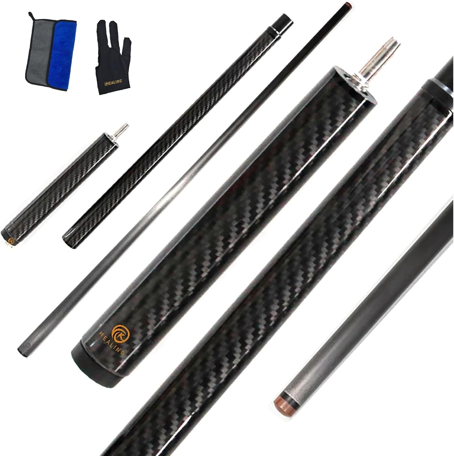OKHEALING Koolstofvezel Biljartkeu - 13,8mm, 1/3 Verlenging, 112cm - 35% Korting