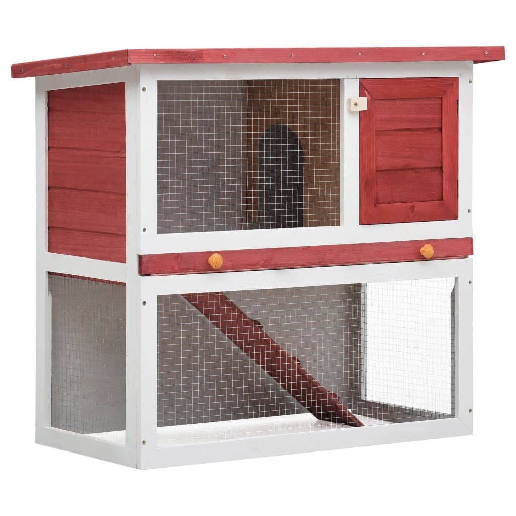 vidaXL Konijnenhok Buiten Hout Rood - 34% Korting!
