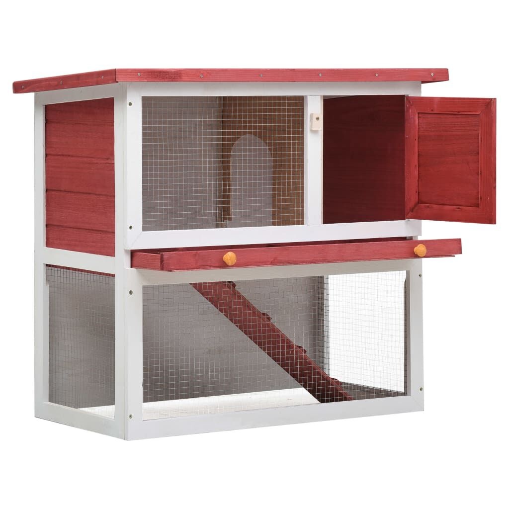vidaXL Konijnenhok Buiten Hout Rood - 34% Korting!