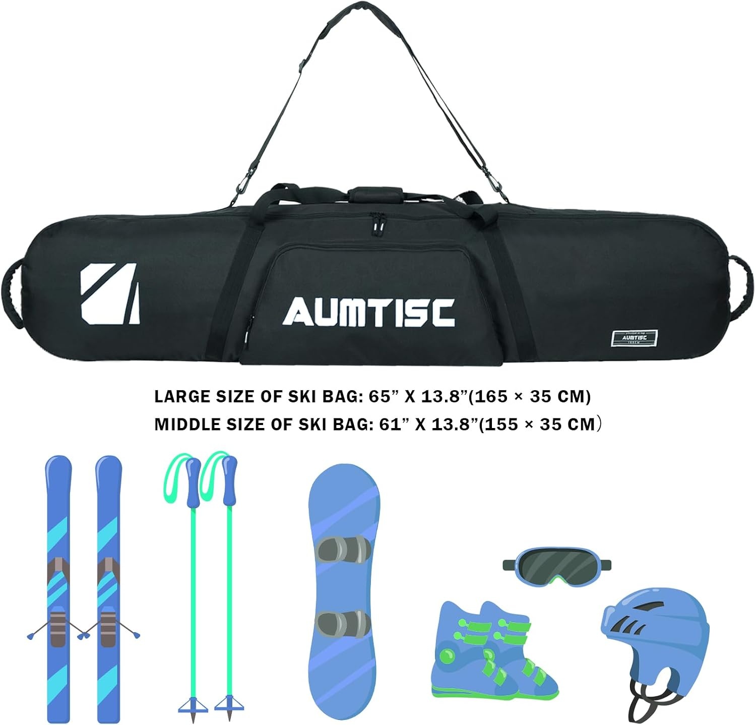 AUMTISC Snowboardtas 155cm - Waterafstotend & Gewatteerd
