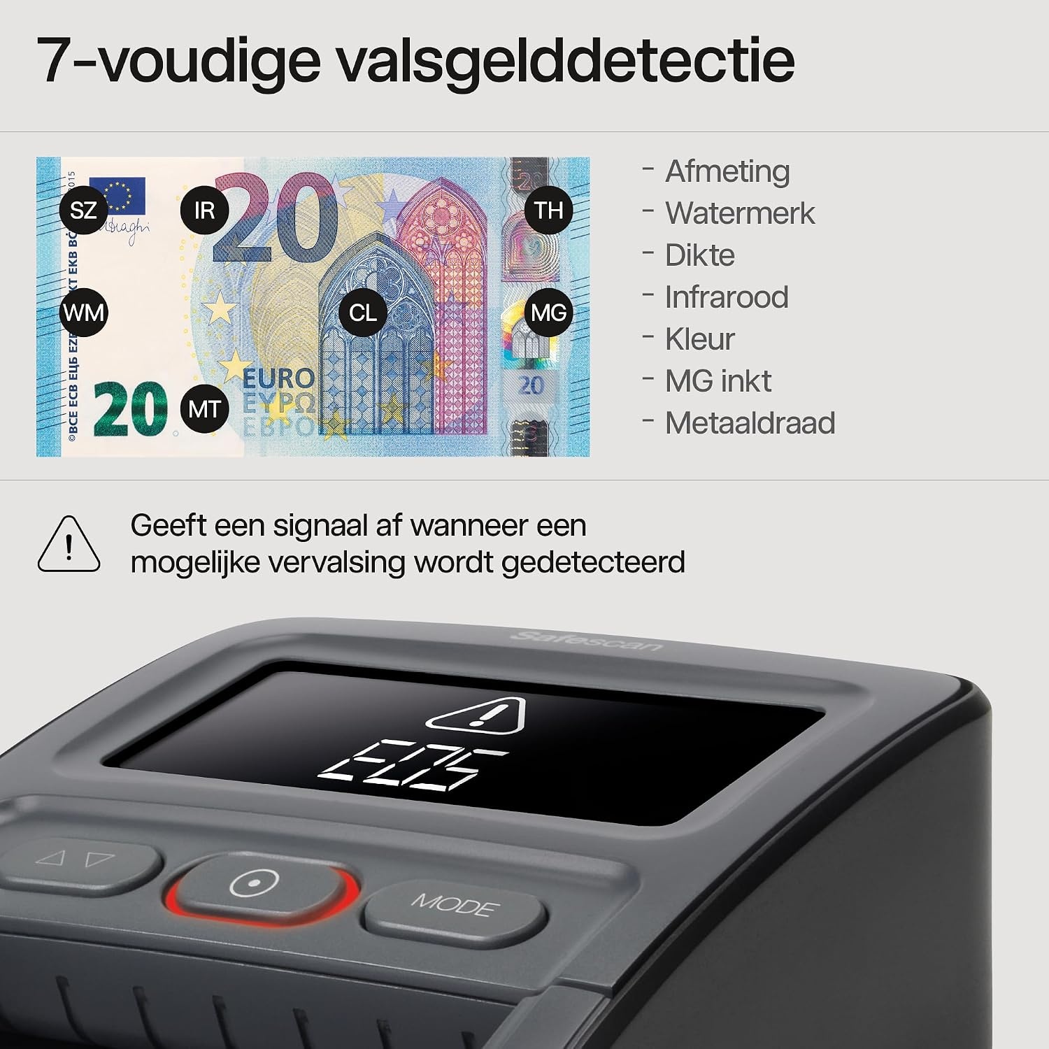 Valsgelddetector Safescan 155-S (G2) met 34% korting