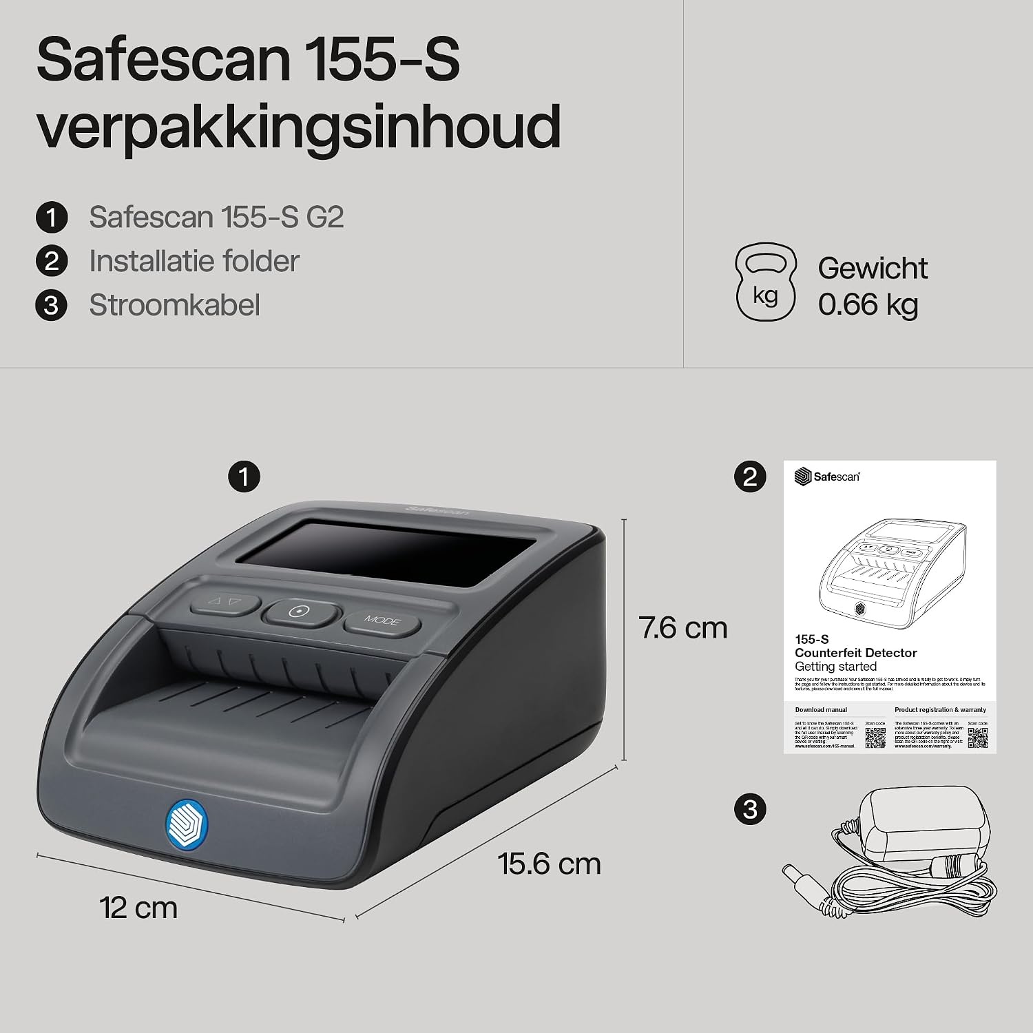 Valsgelddetector Safescan 155-S (G2) met 34% korting