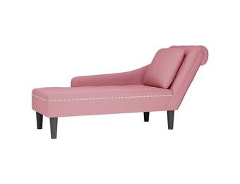 Roze fluwelen chaise longue met kussen - 35% korting