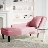 Roze fluwelen chaise longue met kussen - 35% korting
