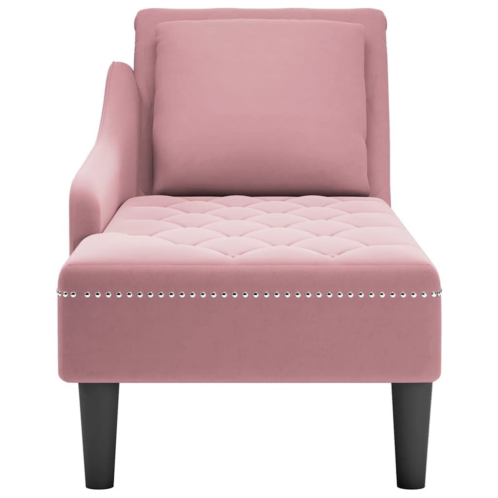 Roze fluwelen chaise longue met kussen - 35% korting