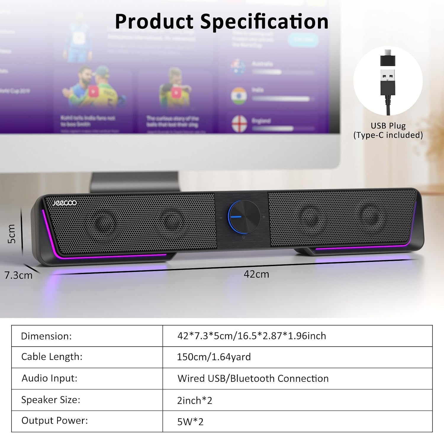 Jeecoo A40 PC Luidsprekers met Bluetooth - 33% Korting