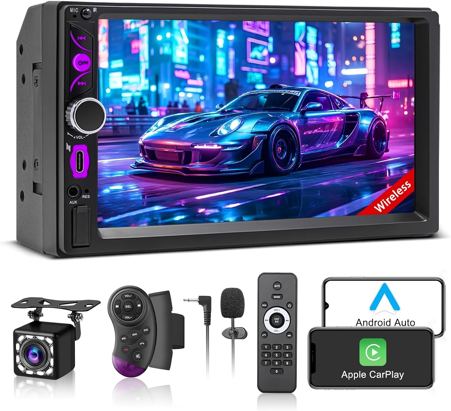 Dubbel DIN Autoradio met 7" Touchscreen & Achteruitrijcamera | 34% Korting
