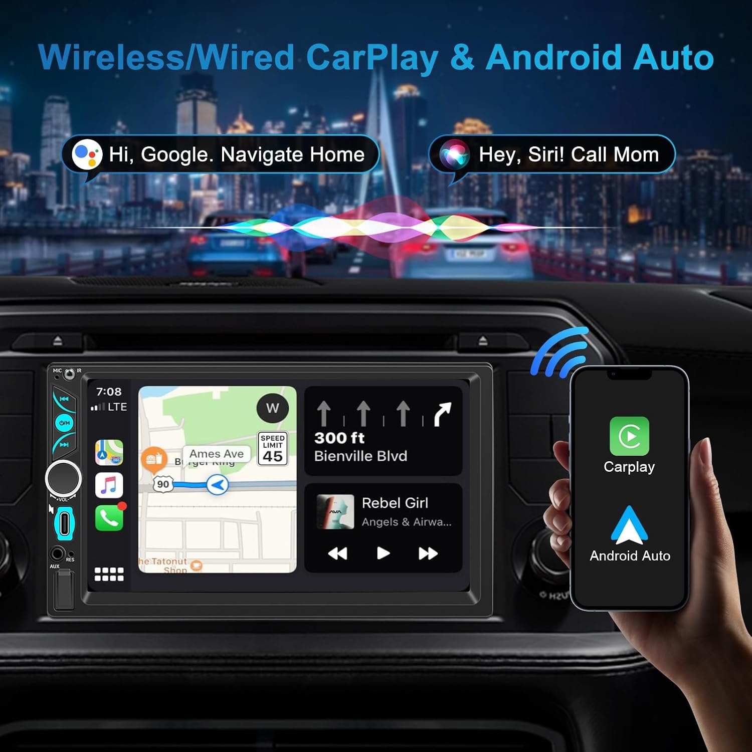 Dubbel DIN Autoradio met 7" Touchscreen & Achteruitrijcamera | 34% Korting