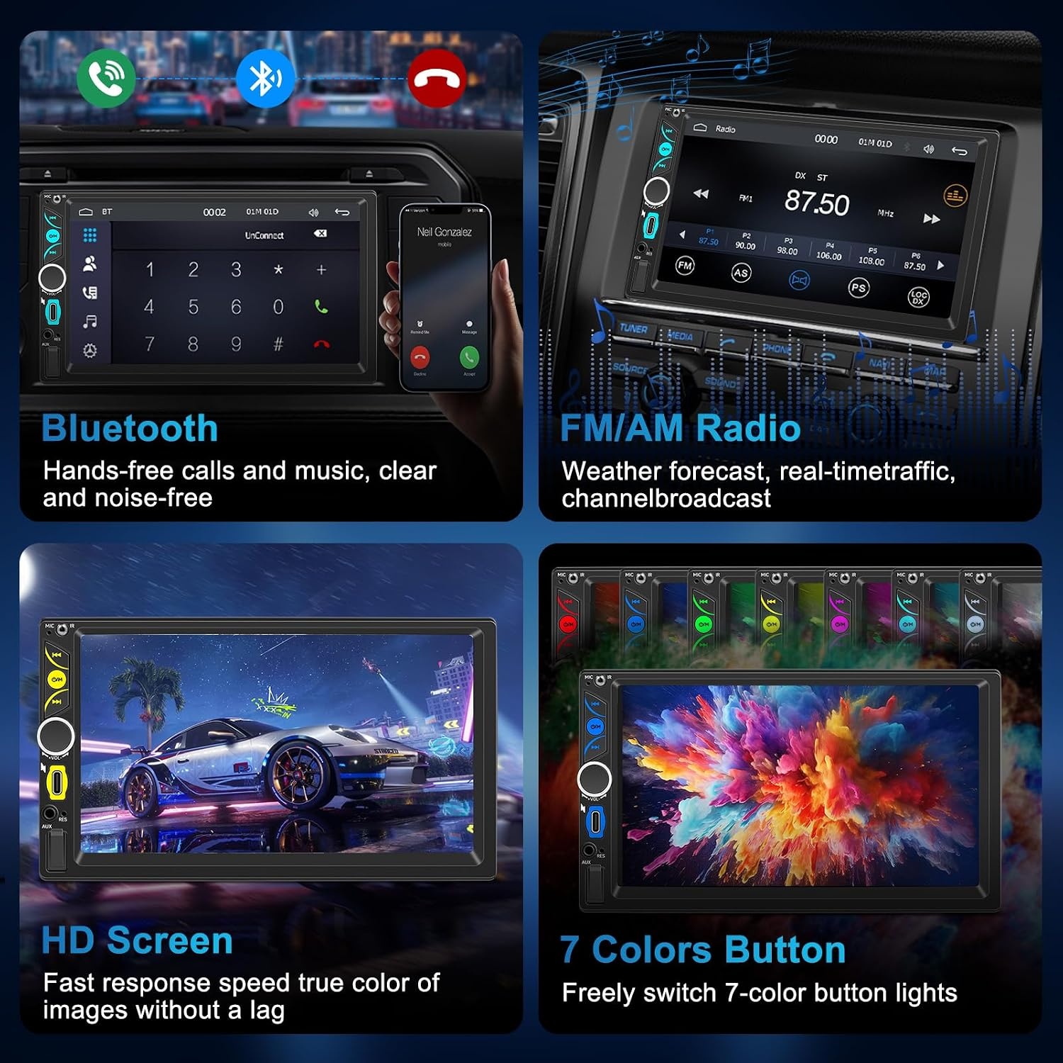 Dubbel DIN Autoradio met 7" Touchscreen & Achteruitrijcamera | 34% Korting